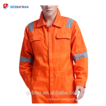 Durable Orange EN471 Tapes Reflective Safety Coverall Construction Jumpsuit Workwear With 2 Chest Pockets